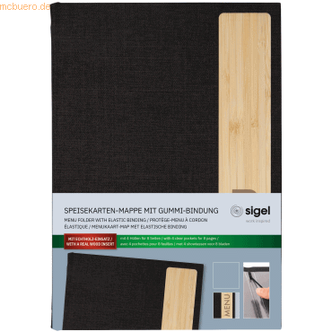 4004360768644 - Speisekarten-Mappe Gummi-Bindung A5 MENU recyc PET dunkelgrau B