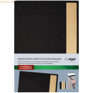 4004360768675 - Speisekarten-Mappe Gummi-Bindung A4 MENU recyc PET dunkelgrau B