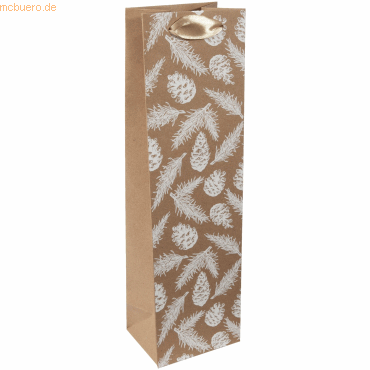 4004360768934 - 5 x Geschenktasche Bottle 100x350x80mm Pine cones and pine branc