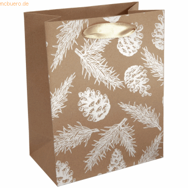 4004360769115 - 5 x Geschenktasche Small 180x230x100mm Pine cones and pine branc