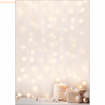 4004360770135 - Motivpapier Golden Glow A4 Kerzen-Motiv für Drucker Kopierer geeignet FSC®-Papier beige-chamois-creme-gold 100 Blatt