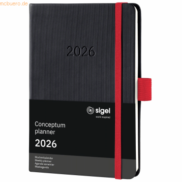 4004360773327 - Wochenkalender Conceptum ca A6 Hardcover schwarz-rot 2026
