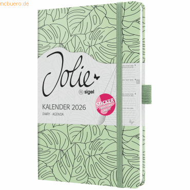 4004360774737 - Wochenkalender Jolie ca A5 Hardcover Green Monstera 2026