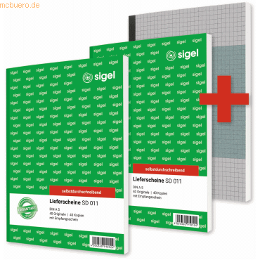4004360775987 - Formularbuch Set T1229 2 x Lieferscheine SD011 A5 4 x 40 Blatt selbstdurchschreibend + gratis Notizbuch SN200 A5 200 Seiten kariert 4004360775987 - Formularbuch Set T1229 2 x Lieferscheine SD011 A5 4 x 40 Blatt selbstdurchschreibend + gratis Notizbuch SN200 A5 200 Seiten kariert