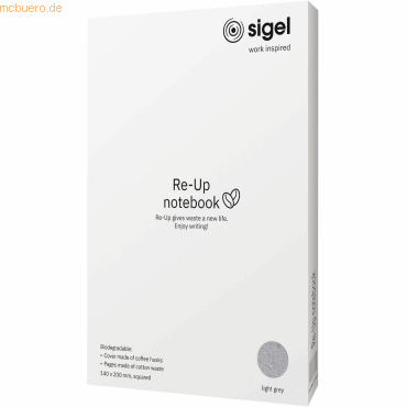 4004360778650 - Notizbuch RU100 RE-UP hellgrau A5 kariert 100g 50 Blatt   100 Seiten 4004360778650 Sigel