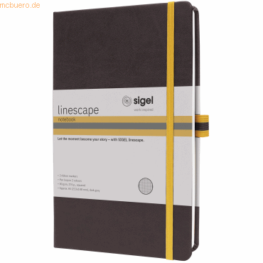 4004360778803 - Notizbuch Linescape 176 Seiten DIN A5 80 g m² kariert Gummiband 2-farbige Stiftschlaufe grau gelb 4004360778803 - Notizbuch Linescape 176 Seiten DIN A5 80 g m² kariert Gummiband 2-farbige Stiftschlaufe grau gelb