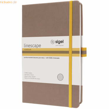 4004360778889 - Notizbuch Linescape 176 Seiten DIN A5 80 g m² kariert Gummiband 2-farbige Stiftschlaufe braun gelb