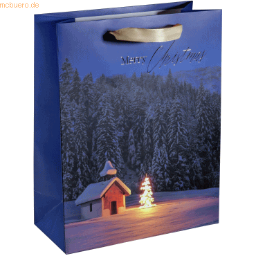4004360781247 - Geschenktasche Christmas Chapel mit Folienveredelung FSC Mix B 260 x H 330 x T 120 mm 5 Stück