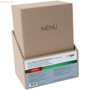 4004360784903 - Speisekarten-Mappen 10 Stück inkl Aufbewahrungsbox Gummi-Bindung A4 beige 4004360784903 SIGEL 4004360784903 - Speisekarten-Mappen 10 Stück inkl Aufbewahrungsbox Gummi-Bindung A4 beige 4004360784903 SIGEL