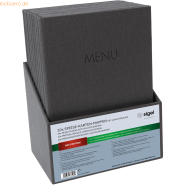 4004360784958 - Speisekarten-Mappen 10 Stück inkl Aufbewahrungsbox Gummi-Bindung A4 anthrazit 4004360784958 SIGEL 4004360784958 - Speisekarten-Mappen 10 Stück inkl Aufbewahrungsbox Gummi-Bindung A4 anthrazit 4004360784958 SIGEL
