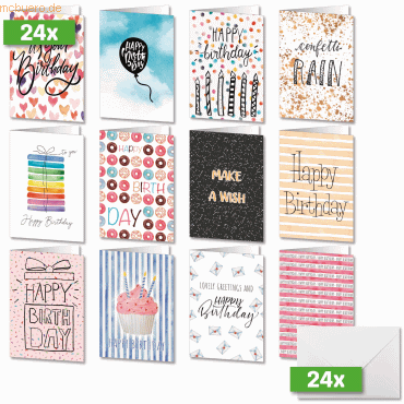 4004360785009 - Geburtstags-Faltkarten-Set A6 (A5) Colourful Birthday Fun 250g 2