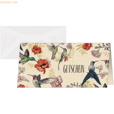 4004360785207 - Gutscheinkarte DL 240g Graskarton Hummingbirds and flowers 10+10 4004360785207 - Gutscheinkarte DL 240g Graskarton Hummingbirds and flowers 10+10