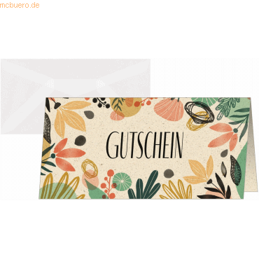 4004360785221 - Gutscheinkarte DL 240g Graskarton Colorful plants 10+10 Stück
