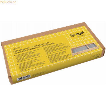 4004360785498 - Schreibtisch Organizer Eyestyle rechteckig 2 Fächer Textileinlagen aus Recycling PET hellgrau schwarz B 245 x T 109 x H 25 mm Bambusholz