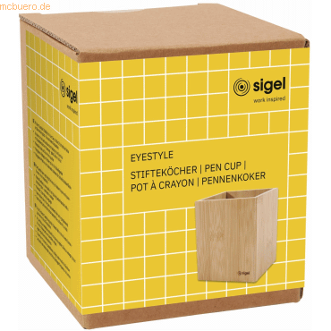 4004360785511 - Stifteköcher Eyestyle rechteckig mit Gummieinlage B 92 x T 92 x H 106 mm Bambusholz naturfarben 4004360785511 - Stifteköcher Eyestyle rechteckig mit Gummieinlage B 92 x T 92 x H 106 mm Bambusholz naturfarben