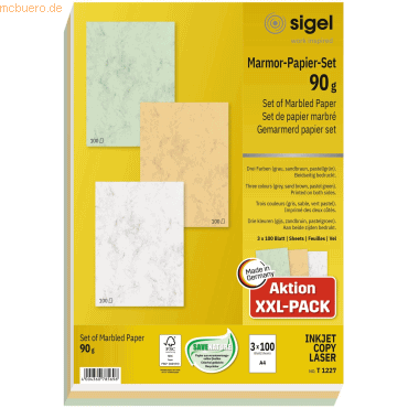 4004360785696 - Marmor-Papier-Set A4 90g 3x100 Blatt Marmor sandbraun pastellgr 4004360785696 - Marmor-Papier-Set A4 90g 3x100 Blatt Marmor sandbraun pastellgr