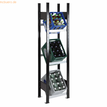 4004514244871 - Getränkekistenregal 37000-S schwarz silber 400 x 300 x 1800 cm 4004514244871 SCHULTE