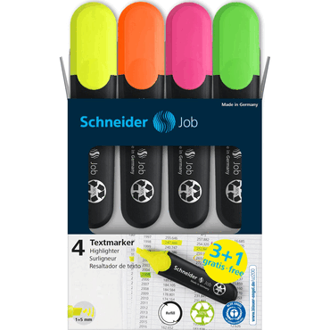 4004675131478 - Textmarker Job TM 150 500807 Etui 4-farbig sortiert 1-5mm Keilspitze 4004675131478 Schneider