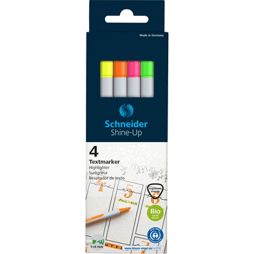 4004675179333 - Textmarker Shine-UP 50-112094 Pack 4-farbig sortiert 1-4mm Keilspitze 4004675179333 Schneider