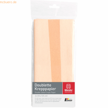 4005063278126 - 10 x Krepppapier Doublette 90g qm 125x25cm weiß-apricot