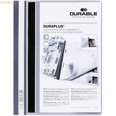 4005546201467 - Schnellhefter DURAPLUS 257910 A4+ grau Polyvinylchlorid (PVC) 80g Vorderdeckel transparent 4005546201467 Durable