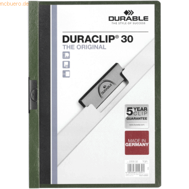 25 x Durable Klemmmappe Duraclip Original 30 bis 30 Blatt A4 dunkelgrü