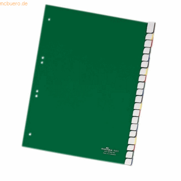 4005546620206 - Kunststoffregister 6223-05 blanko A4 012mm grüne Fenstertaben zum wechseln 20-teilig 4005546620206 Durable