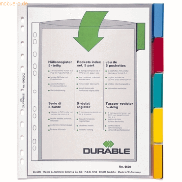 Durable Hüllenregister A4 5-teilig PP transparent