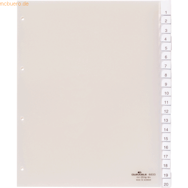 Durable Register A4+ blanko PP 20-teilig transparent