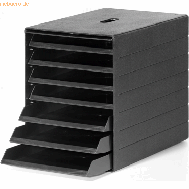 4005546735900 - DURABLE Schubladenbox mit versenkbarer Frontplatte für die Aufbewahrung von schriftlichen Unterlagen bis Format C4 Mit 7 offenen Schubladen