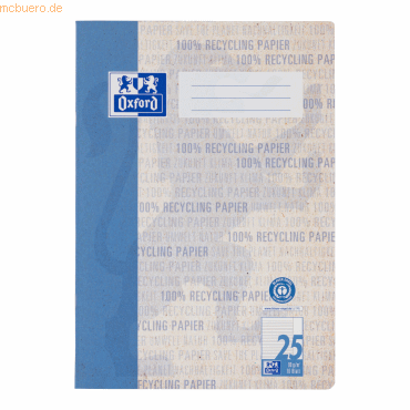 4006144041530 - Schulheft 400158978 Recycling Lineatur 25 liniert mit weißem Rand A4 90g blau 16 Blatt 32 Seiten 4006144041530 Oxford 4006144041530 - Schulheft 400158978 Recycling Lineatur 25 liniert mit weißem Rand A4 90g blau 16 Blatt 32 Seiten 4006144041530 Oxford