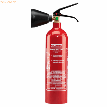 4006325678241 - GLORIA Kohlendioxid-CO2-Feuerlöscher Inhalt 2 kg mit Handhebel Brandklasse B