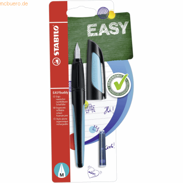 4006381539203 - STABILO Schulfüller EASYbuddy M-Feder schwarz hellblau inkl Patrone schwarz blau 4006381539203 - STABILO Schulfüller EASYbuddy M-Feder schwarz hellblau inkl Patrone schwarz blau