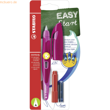 4006381544184 - STABILO Schulfüller EASYbirdy Linkshänder A-Feder beere pink inkl Patrone & Einstellwerkzeug