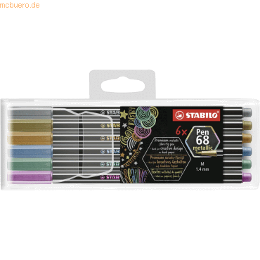 Stabilo Premium-Filzstift Pen 68 metallic 1,4mm (M) Etui VE=6 Farben