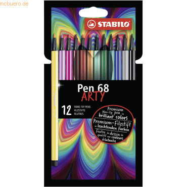 4006381547000 - Premium-Filzstift - Pen 68 - ARTY - 12er Pack - mit 12 verschiedenen Farben 4006381547000 STABILO 12 Stück