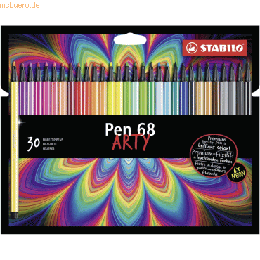 6 x Stabilo Premium-Filzstift Pen 68 Kartonetui Arty VE=30 Farben