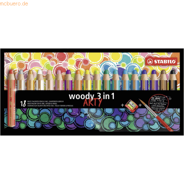 2 x Stabilo Multitalent-Stift woody 3 in 1 Arty Etui VE=18 Farben
