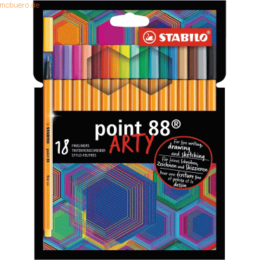 6 x Stabilo Fineliner point 88 Etui Arty VE=18 Farben