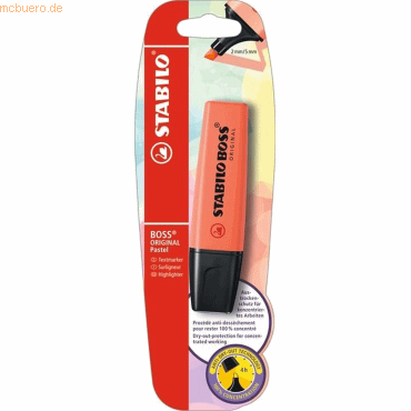 4006381558105 - 10 x Textmarker Boss Original Pastel Korallrot Blister 4006381558105 - 10 x Textmarker Boss Original Pastel Korallrot Blister