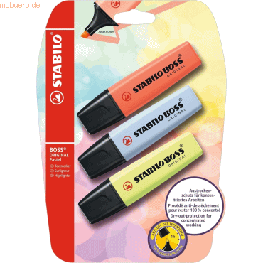 4006381558129 - 10 x Textmarker Boss Original Pastel Blister VE=3 Farben 4006381558129 - 10 x Textmarker Boss Original Pastel Blister VE=3 Farben