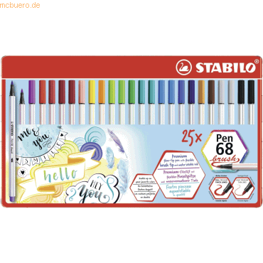 Stabilo Premium-Filzstift mit Pinselspitze Pen 68 brush Etui VE=25 Stü