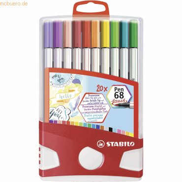 5 x Stabilo Premium-Filzstift mit Pinselspitze Pen 68 brush VE=20 Farb