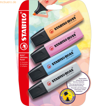 4006381567350 - 10 x Textmarker Boss Original Pastel Blister VE=4 Farben 4006381567350 - 10 x Textmarker Boss Original Pastel Blister VE=4 Farben