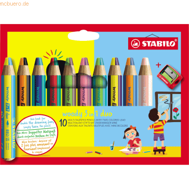 4006381568487 - STABILO Duo Buntstift woody 3 in 1 duo zweifarbige Mine 10er Pack inkl Spitzer 4006381568487 - STABILO Duo Buntstift woody 3 in 1 duo zweifarbige Mine 10er Pack inkl Spitzer