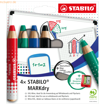 4006381582520 - Whiteboard Marker MarkDry Rundpsitze 1-10 mm schnell trocknend 4er Etui schwarz blau rot grün 4006381582520 - Whiteboard Marker MarkDry Rundpsitze 1-10 mm schnell trocknend 4er Etui schwarz blau rot grün