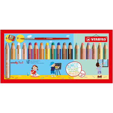 4006381582971 - STABILO woody 3 in 1 Pastell Buntstifte Farbig sortiert 880 18-4 18 Stück