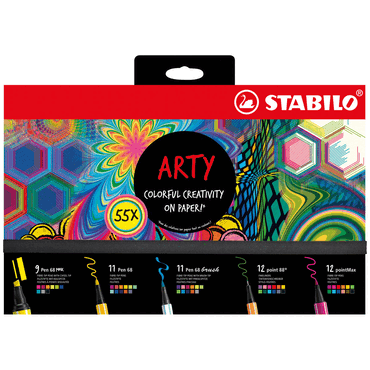 4006381590488 - STABILO ARTY Creative Set 55er Pack Fineliner Filzschreiber Premium-Filzstifte Premium-Filzstifte mit dicker Keilspitze & Premium-Filzstift mit f