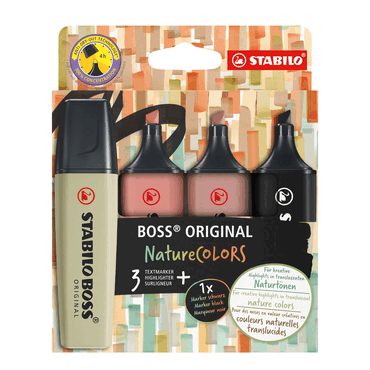4006381603126 - Textmarker STABILO BOSS ORIGINAL NatureCOLORS EO70 4-2-3 Etui 4-farbig sortiert 2-5mm Keilspitze 4006381603126 4 Stück