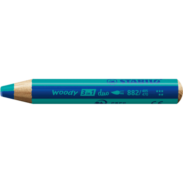 4006381603683 - 5 x Aquarellfarbstift woody 3 in 1 duo ultramarinblau türkis